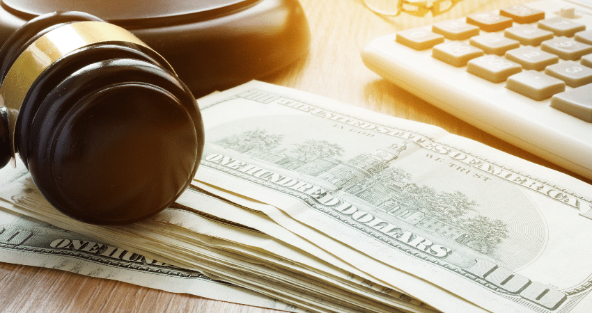 gavel cash and calculator