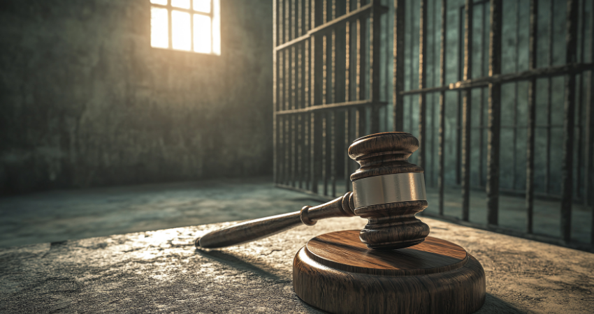 gavel by jail cell