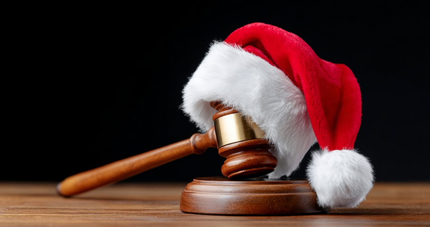 gavel with santa hat