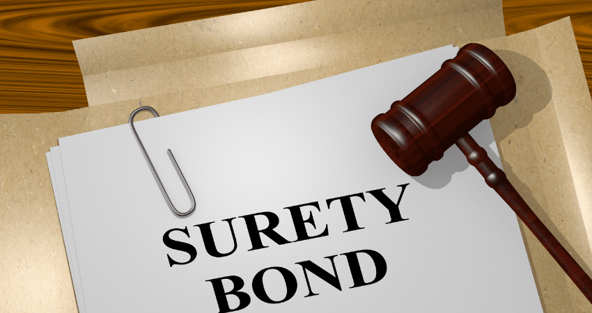surety bond papers with gavel
