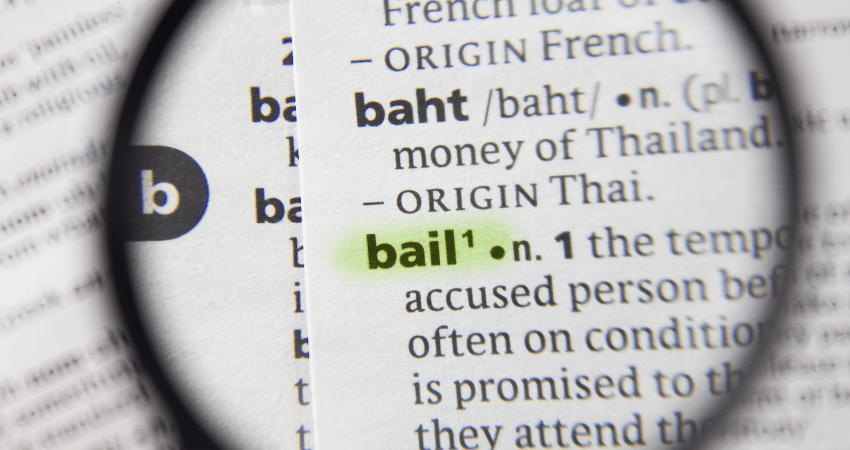 magnifying glass looking at definition of bail