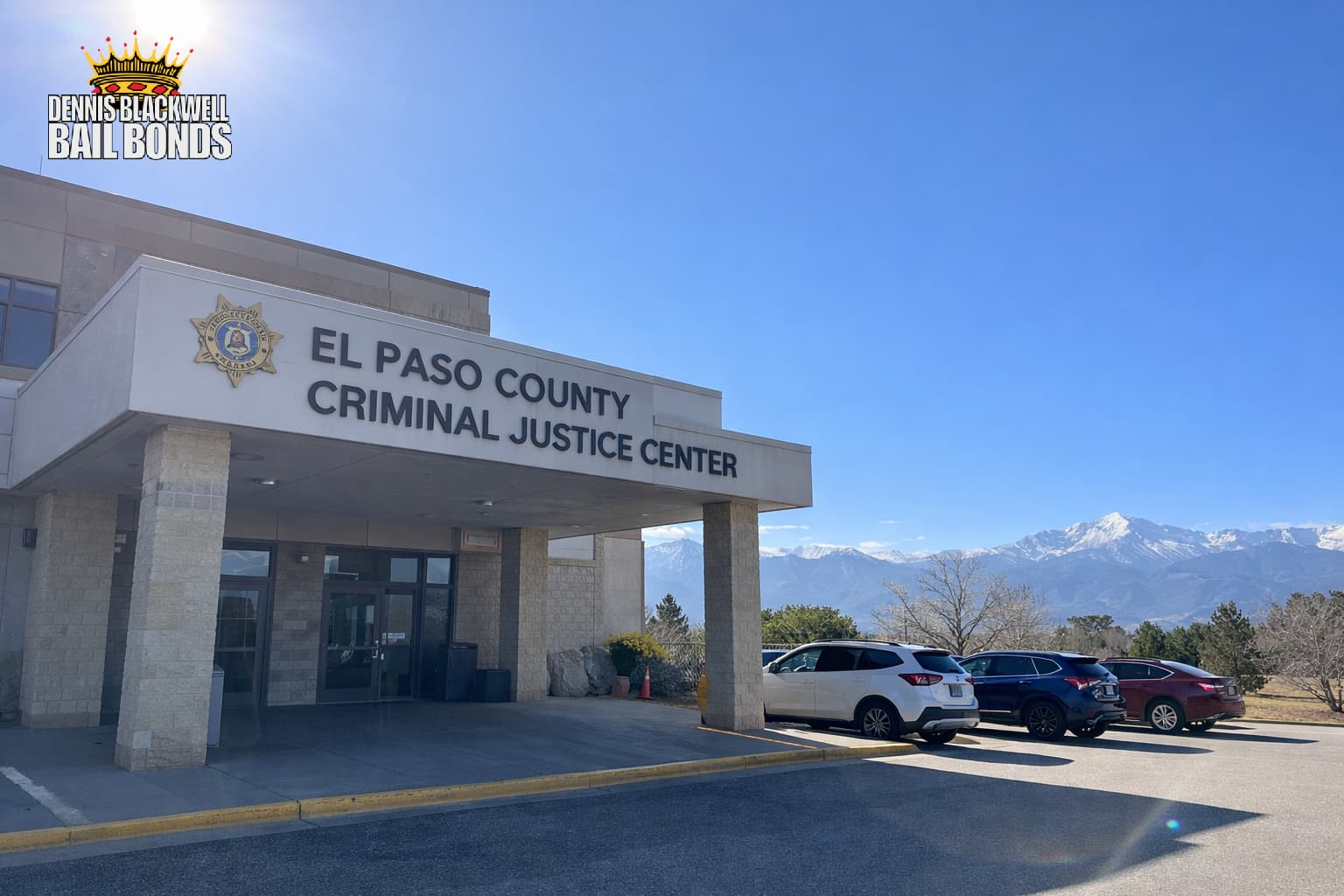 The El Paso County Criminal Justice Center entrance, a primary location where to find bail info Colorado Springs.